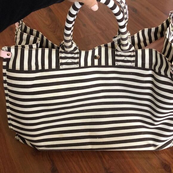 Vintage Henri Bendel brown and white canvas large tote bag - Picture 3 of 10